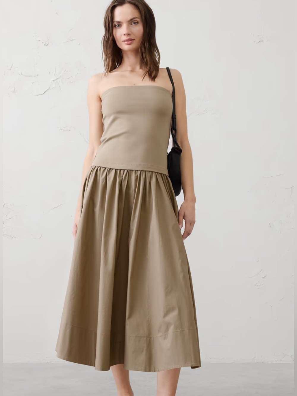 Banana Republic strapless midi dress khaki LP NWT convertible